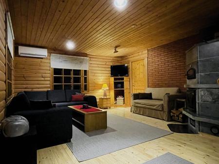 Wohnzimmer mit Sofas und Kamin